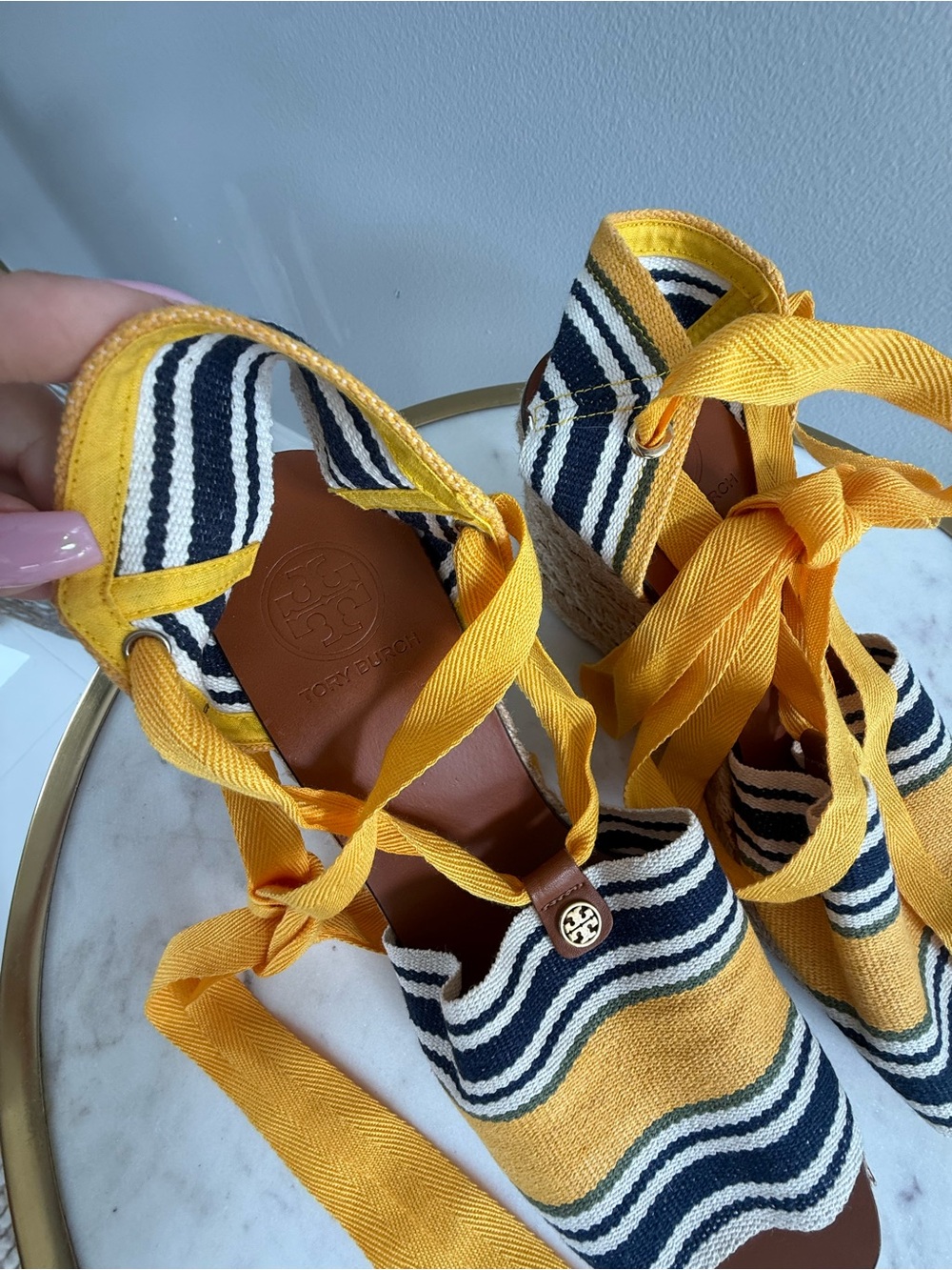 Tory Burch Espadrille Wedge Sandals with Tie Ankle - Picture 4 of 6